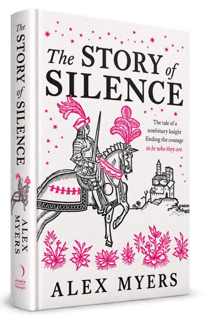 The Story of Silence by Alex Myers book cover featuring a medieval knight on horseback